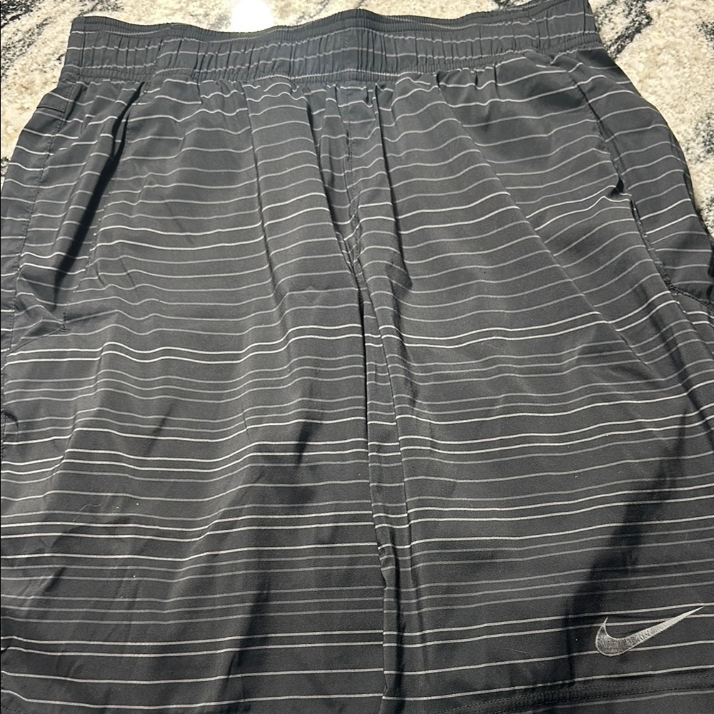 Nike Dri-FIT Black and Gray Striped Shorts